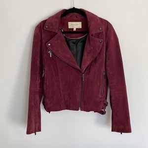 Bagatelle Suede Maroon Moto Jacket